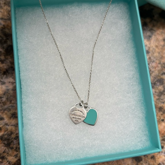 Tiffany Blue Double Heart Tag Pendant - Picture 2 of 9